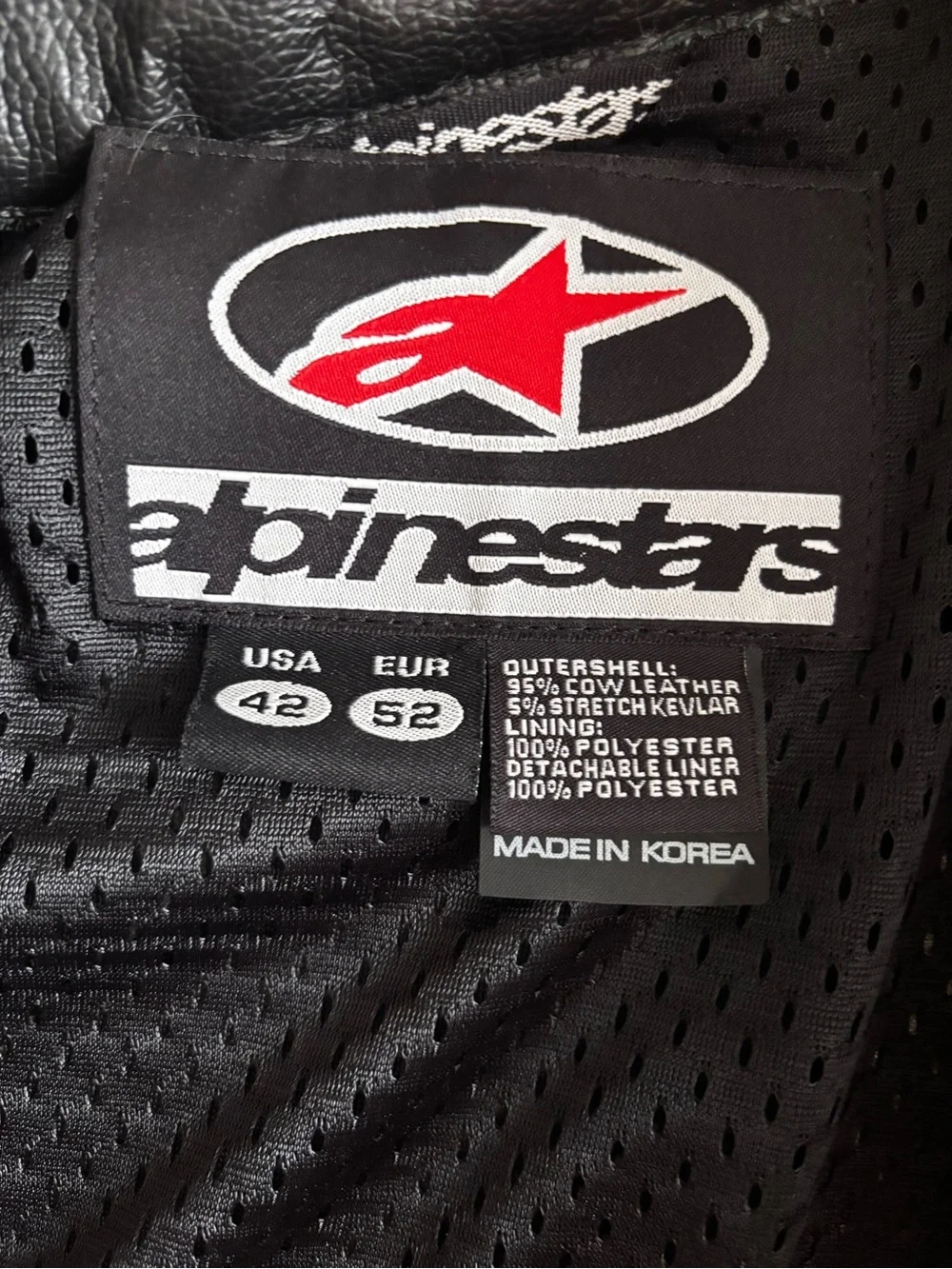 Alpinestars Black Leather Jacket with Red & Gold Accents